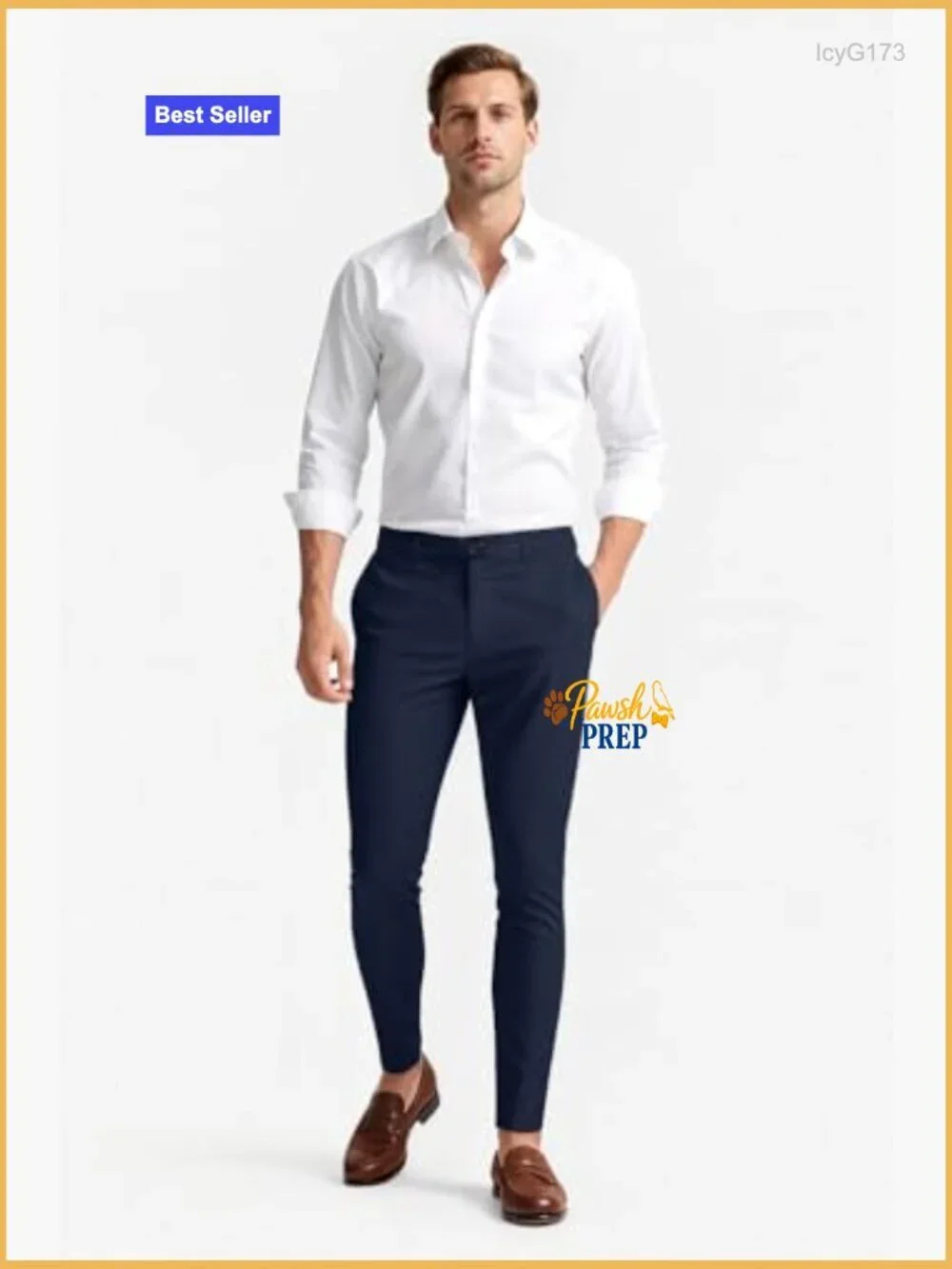 Slim Fit Stretch Chino Pants with Plaid Pattern